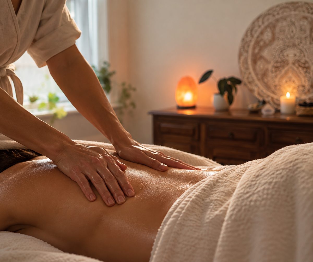 Close-up of a massage in progress